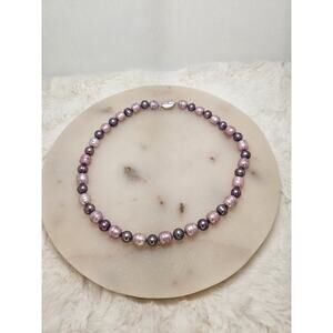 Honora Purple and Pink Large Pearl Necklace with 925 Sterling Clasp 18.5 Inches
